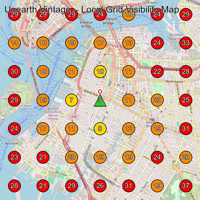 Unearth Vintage GeoGrid visibility map for Vintage Clothing Store in Staten Island